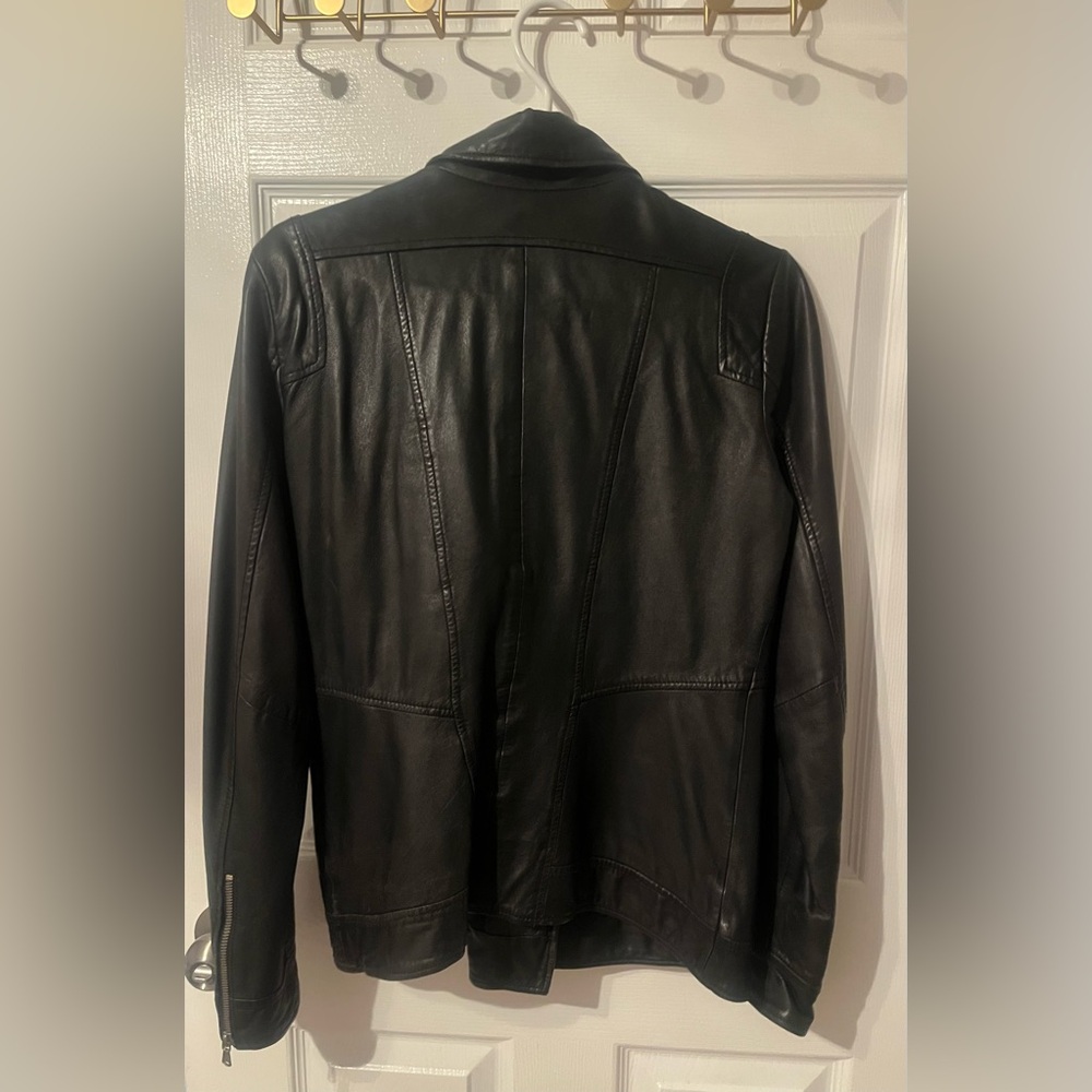 Danier Black Genuine Leather Moto Jacket | Size xs (UK8–10) | Classic Zip - Picture 3 of 4
